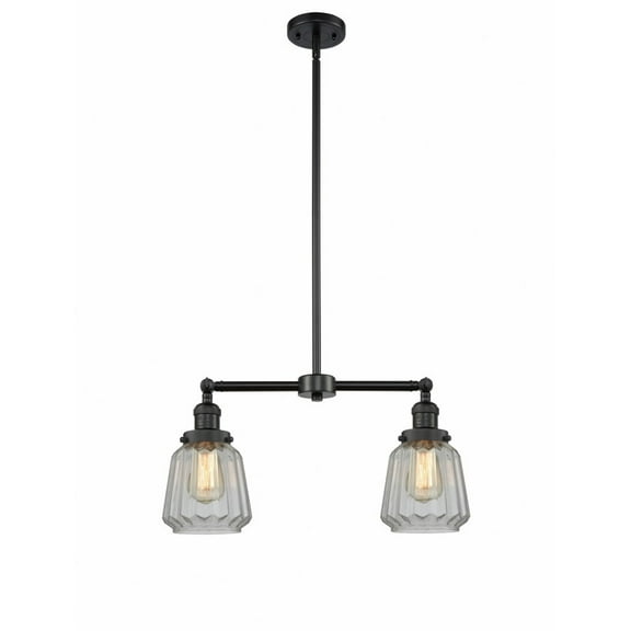 209-BK-G142 Innovations Lighting Chatham - 2 Light Island In Art Deco Style-10 Inches Tall and 21 Inches Wide-Matte Black Finish-Clear Glass Color