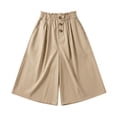 thumbnail image 5 of Utoimkio Women's Light Blue Culotte Shorts,High Waisted Cropped Wide Leg Trousers with Ruffled Waist and Buttons, 5 of 6