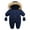 Navy blue, variant on GYRATEDREAM Baby Infant Baby Winter Snowsuit Coat Romper Hooded Double Zipper Fluffy Collar Warm Jumpsuit for Boys Girls 6-24 Months