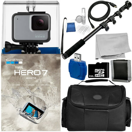 GoPro HERO7 HERO 7 White 9PC Accessory Bundle - Includes 64GB microSD Memory Card + High Speed Memory Card Reader + Memory Card Wallet +