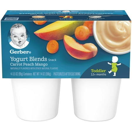 Gerber Yogurt Blends Snack Carrot Peach Mango 4-3.5 oz Cups (015000047757)
