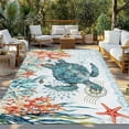 thumbnail image 3 of Fsddascl Coastal Turtle Outdoor Rug for Patio/Deck/Porch, Non-Slip Large Area Rug 4 x 6 Ft, Summer Beach Nautical Coral Starfish Indoor Outdoor Rugs Washable Area Rugs, Reversible Camping Rug Carpet, 3 of 5
