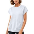 thumbnail image 5 of Setooff Women's Casual Solid Short Sleeve Hoodless Sweatshirt Loose Front Pocket Top plus size tops shirts for women, 5 of 7