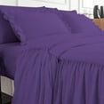 thumbnail image 5 of 4 Piece Long Ruffle Sheet Set, 20" Inch Long Ruffle On Corner Of The Flat Sheet, 10 Inch Deep Pocket, 100% Egyptian Cotton, 800 TC, Twin XL Size, Solid Purple, 5 of 9