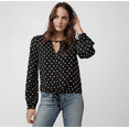 thumbnail image 3 of EXPRESS Polka Dot Tie Front Cut-Out Blouse Shirt Top XS, 3 of 3