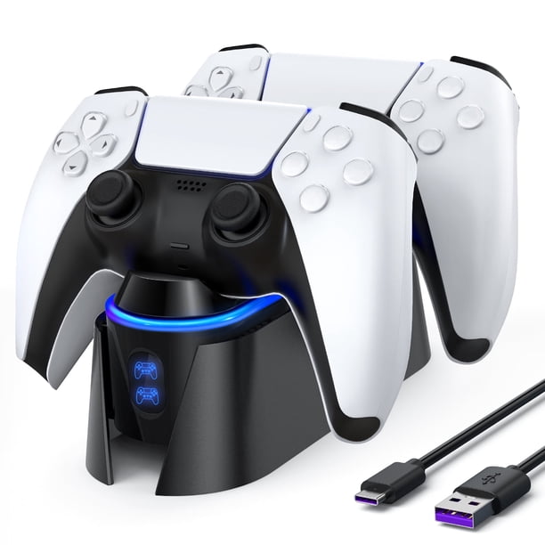 PS5 Controller Cargador, Estación de Carga Dual para Playstation 5 Dualsense, Estación de Carga PS5 con Indicador LED/cable de Carga Rápida (Negro)