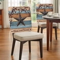 thumbnail image 3 of Country Stars Dining Chair Back Cover Only, Vintage Rust Black Star Berry Brown Blue Wood Grain Set of 6 Chair Back Covers, Removable Washable for Dining Room, Banquet & Holiday Decoration, 3 of 9