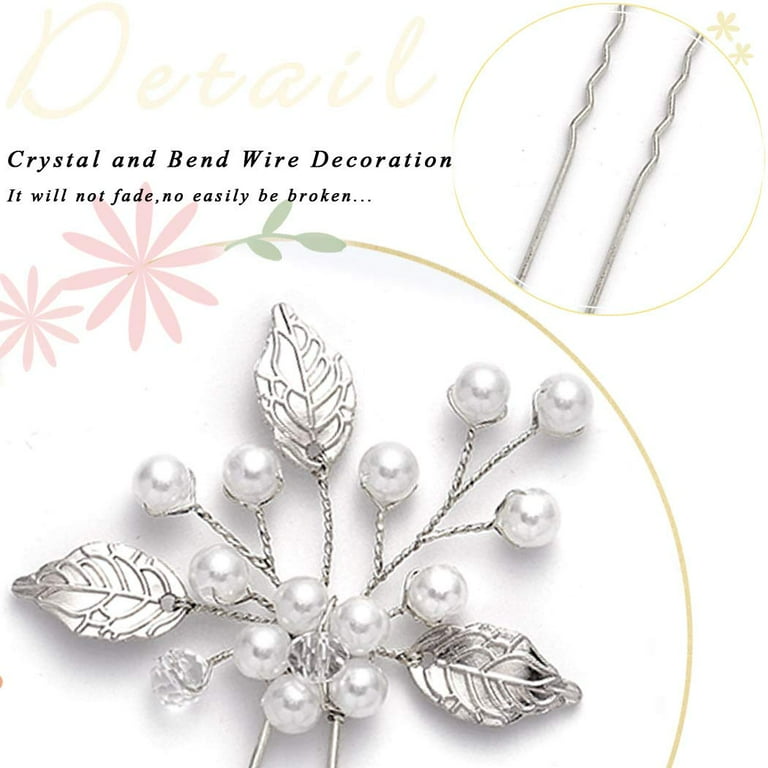 Wedding Hair Pins Crystal Pearls Diamond Rose Flower Hair Comb Bridal Clip  Decor