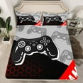 thumbnail image 2 of Manfei Cartoon Gamepad Twin Sheet Sets for Boys, Geometric Honeycomb Twin Fitted Sheet, Moden Gaming Lover Flat Sheet, Super Cozy Room Decor, 3-Piece, 2 of 7