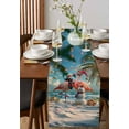 thumbnail image 4 of Christmas Flamingo Burlap-Cotton Table Runner 36 Inches Long,Xmas Snowman Coastal Beach Farmhouse Table Runners,Outdoor Dining Tablecloths Decor for Baby Shower Party Wedding 13x36, 4 of 9