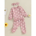 thumbnail image 3 of Bagilaanoe 3PCS Toddler Baby Girl Boy Pants Set Daisy Print Long Sleeve Sweatshirt Tops + Sweatpants 6M 9M 12M 18M 24M 3T Kids Casual Sweatsuits, 3 of 9