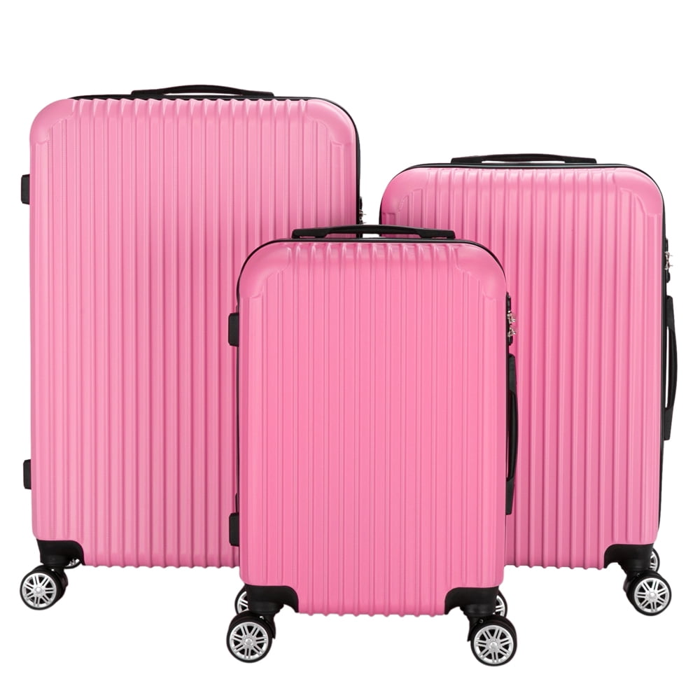 Zimtown 3-Piece Nested Spinner Suitcase Luggage Set With TSA Lock, Rose ...