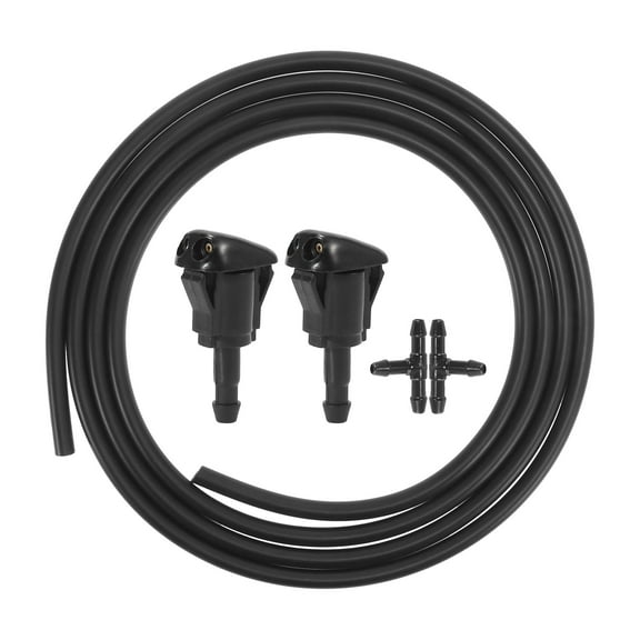 Motoforti Front Windshield Washer Nozzle Sprayer Kit for Toyota Tacoma Camry with Hose Connecto Black 2pcs