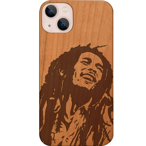 Bob Marley 1 - Engraved Wooden Phone Case for iPhone 14, Color: Cherry