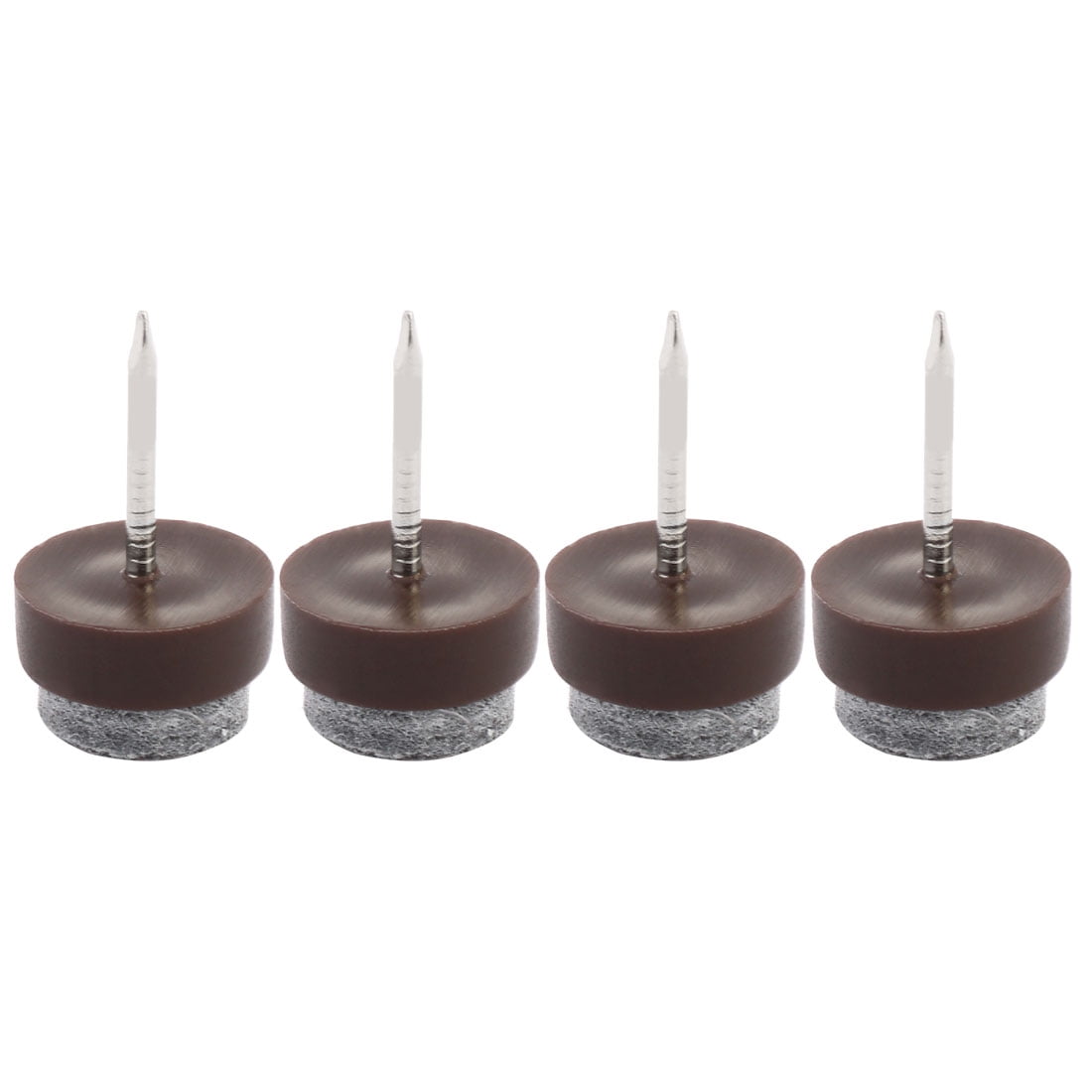 Furniture Feet Floor Guard Felt Pad Nails Dark Brown 13mm Diameter Pack of 4