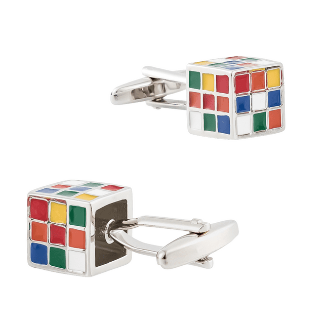 Gemelos coloridos con diseño de cubo de Rubik para hombre en cobre