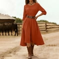 thumbnail image 6 of ClodeEU Women's Grewneck Long Sleeve High Waist Maxi Dress,Casual Tunic Flowy Dress Orange^,Women's Plus XL, 6 of 7