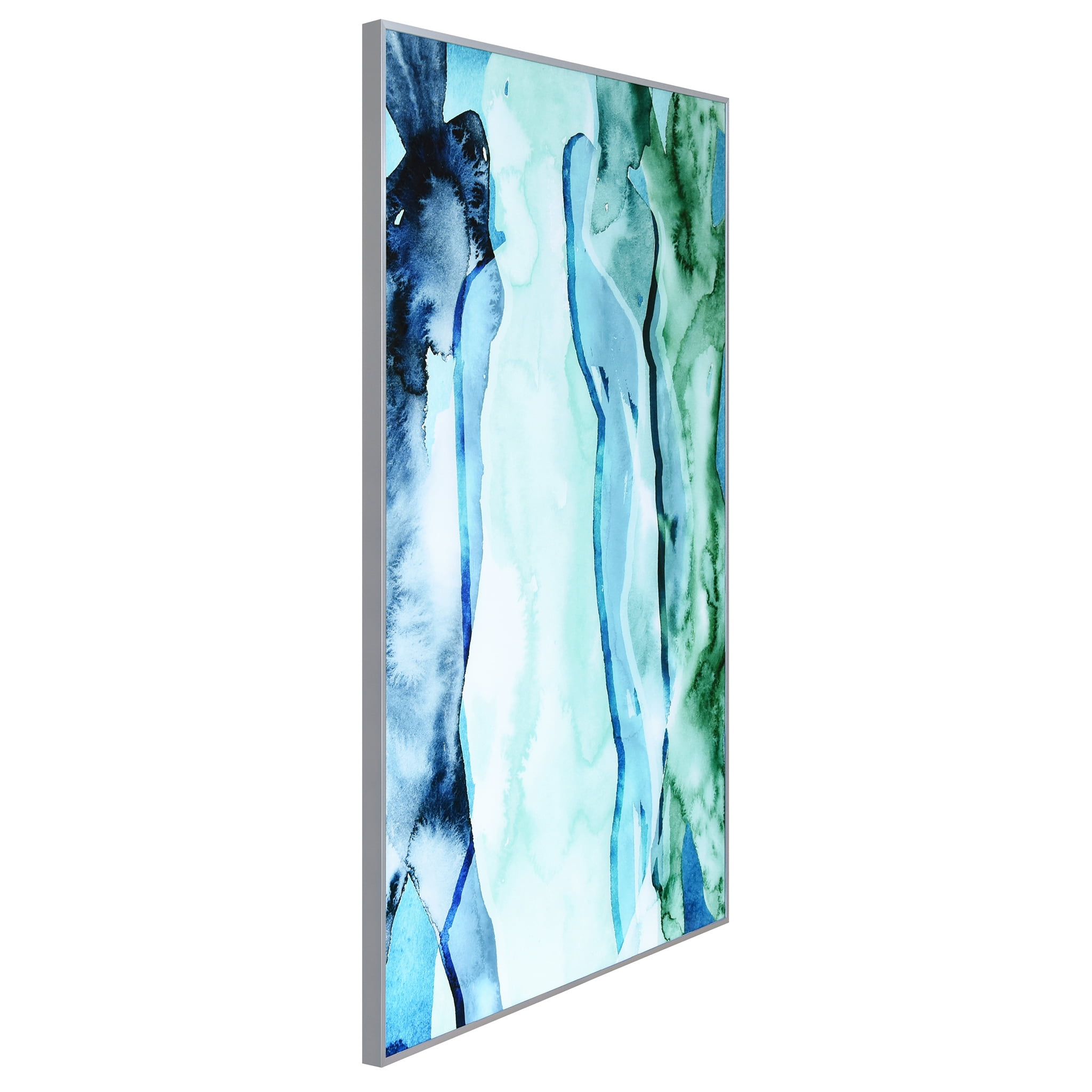 Empire Art Direct Blue & Green Silhouette Printed on Glass Art with Anodized Aluminum Silver Frame Wall Art, 40" x 30" each, Ready to Hang