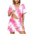 thumbnail image 2 of Dxzfnsa Womens Pajama Sets Short Sleeve Lounge Sets for Women Printed Jogger Pajama Set 2 Piece Pj Sets With Pockets S-2XL, 2 of 7
