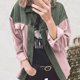 thumbnail image 2 of Camisa Colorblock Otoño Invierno Casual Color Empalme Pana Un Solo Pecho Abrigo De Manga Larga Para Diario Verde Rosa S, 2 of 6