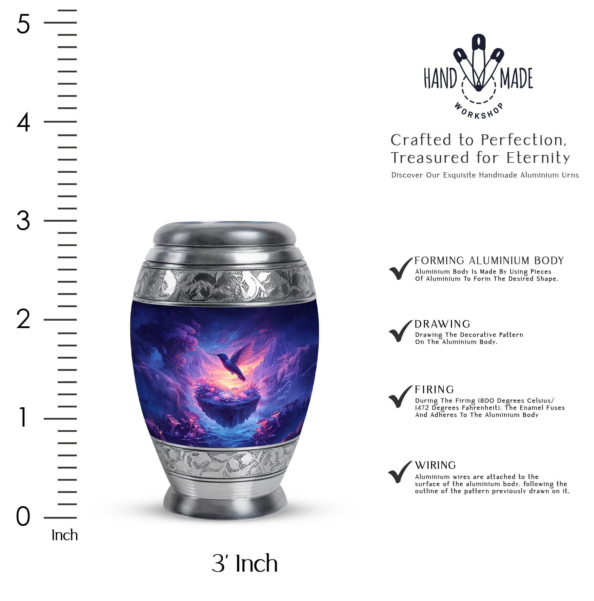Humming Bird Funeral Urns For Adult For Man, Flowers Keepsake Memorial Urn For Human Ashes Adult Male, Pink Cremation Urns For Human Ashes, Purple Urn For Cremated Remains 3 Inch