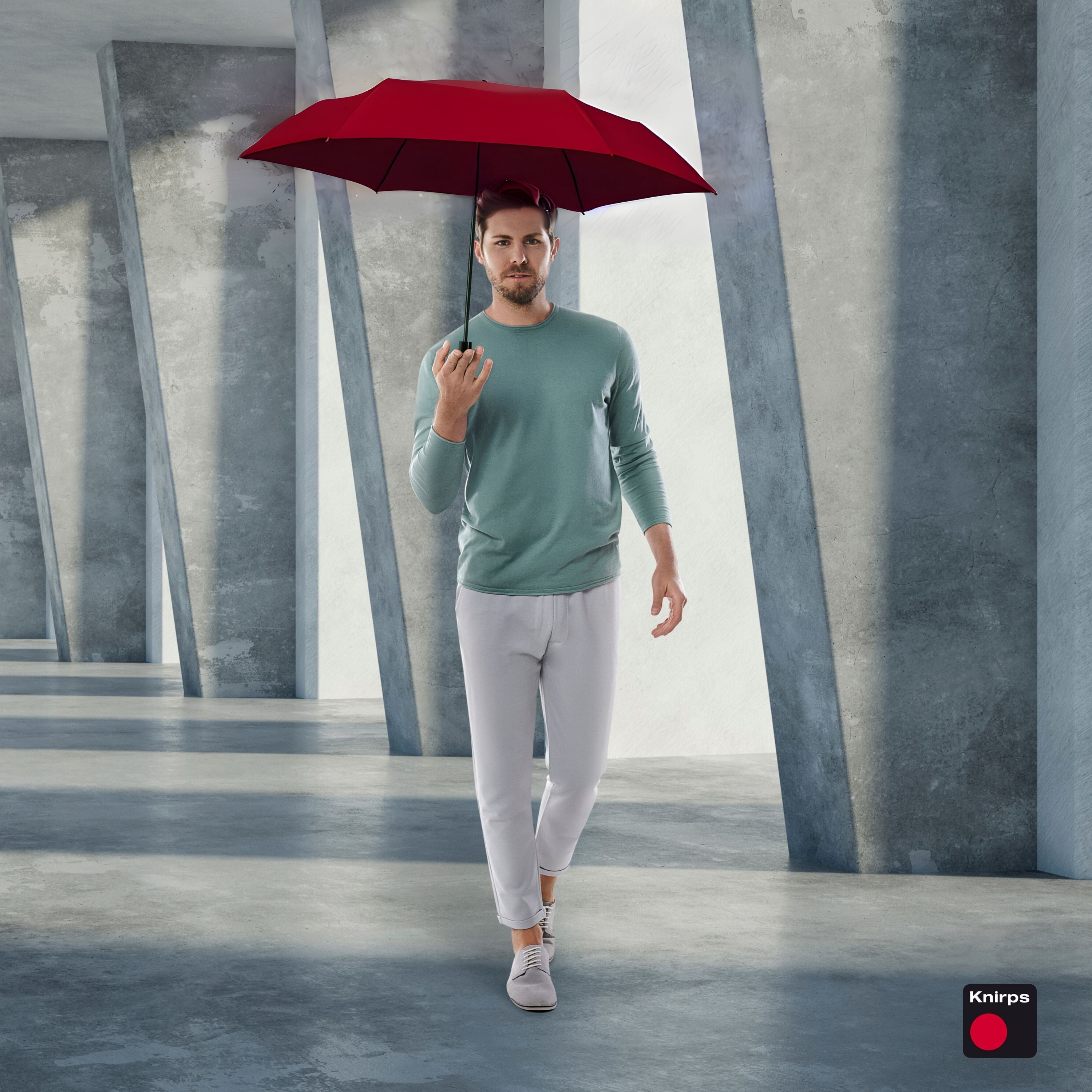 Knirps AS.050 Slim Manual Folding Rain Umbrella in Salsa – 38" Lightweight Fiberglass 6-Rib Pocket Canopy, Ultra-Compact 6.7oz Travel Size Design, Durable Steel Frame, Travel Case Included