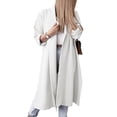 thumbnail image 3 of SAYOO, gabardina abierta por delante para mujer, cárdigan largo de manga 3/4 informal holgado de Color sólido para ropa de calle de otoño SAYOO  moda, 3 of 5