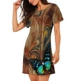 thumbnail image 2 of Honeii Vintage Butterfly Green Print Women's Loose Short Sleeve Nightgown, Soft Cotton Sleepwear, Comfy Loose Fit Pajama Dress for Sleep and Lounge, 2 of 6