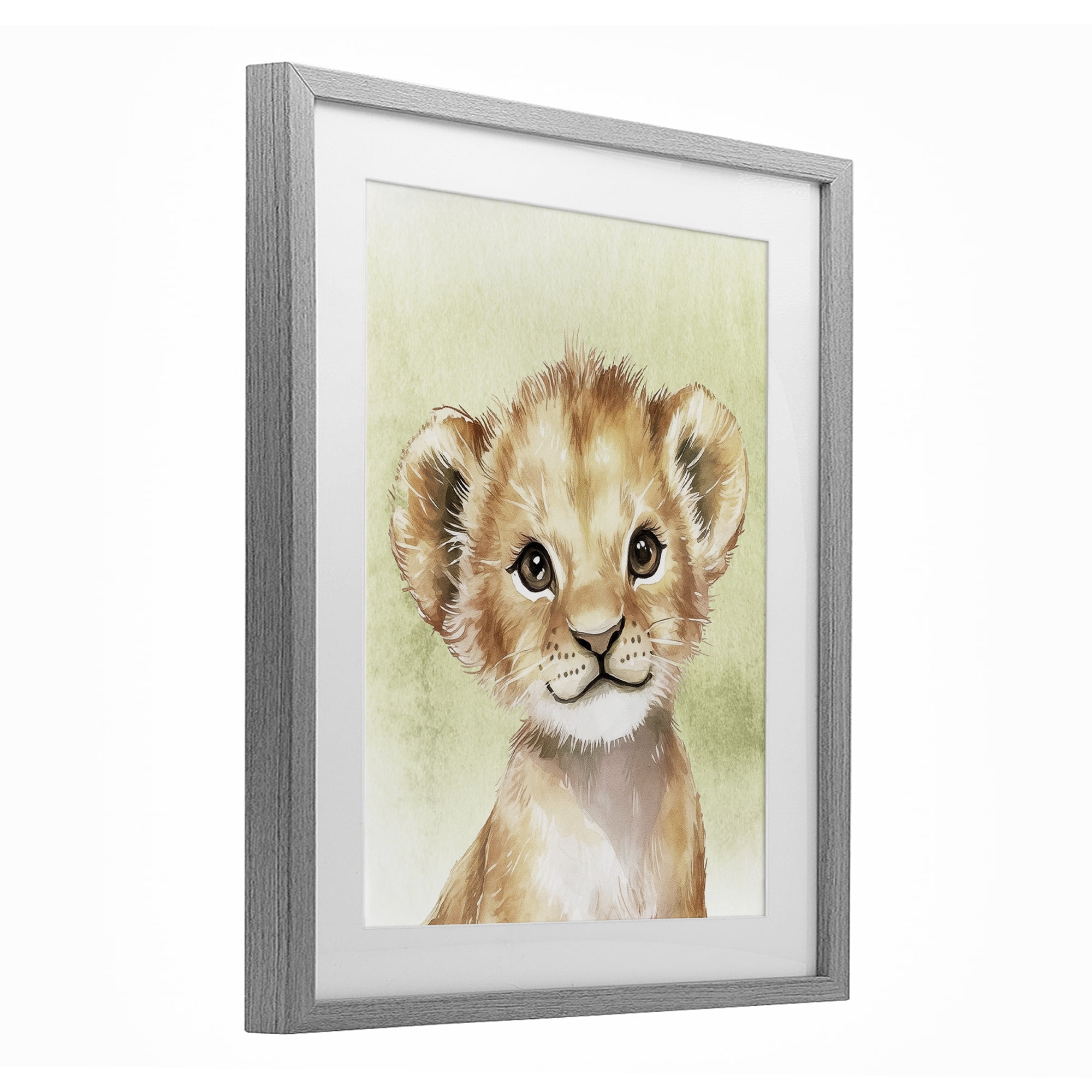 Stupell Industries Jungle Friends Baby Lion Gray Framed Print Under Glass, design by Christine Simpson Art