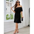 thumbnail image 6 of GymChoice Floral Boho Summer Dress For Women,Short Sleeve Dresses Off The Shoulder Waist Elastic A Line Casual Flowy Dresses, 6 of 7
