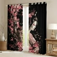 thumbnail image 2 of Manfei Japanese Geisha Black Out Curtains for Girls, Pink Cherry Blossoms Curtains Pack of 2 (42x63 Each), Oriental Dragon Bedroom Curtains, Luxury Home Decor, 2 of 6