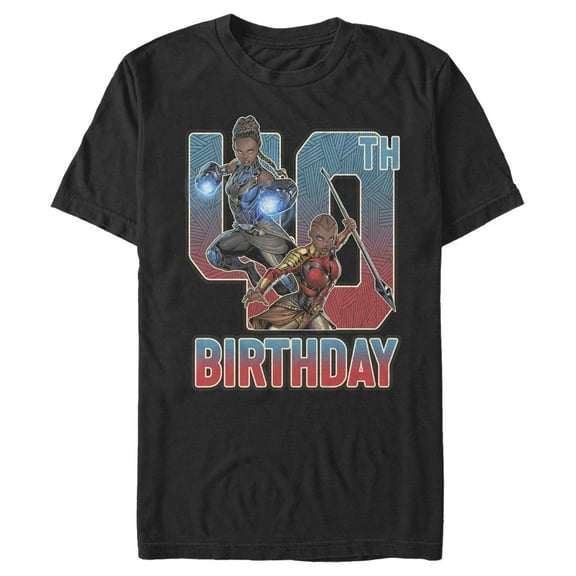 Men's Marvel Shuri and Okoye 40th Birthday  Graphic Tee Black 4X Large