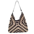 thumbnail image 3 of Bolso de hombro tejido jinwen bolso de mano vintage grande para viajes trabajo y playa Beige negro, 3 of 8