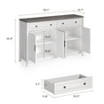 thumbnail image 5 of Aiho Farmhouse Kitchen Buffet Cabinet with Storage – 55.1" Rustic Sideboard with Drawers & Doors (White/Gray), 5 of 6