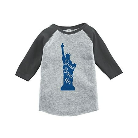 

Custom Party Shop Kids Statue of Liberty 4th of July Grey Baseball Tee