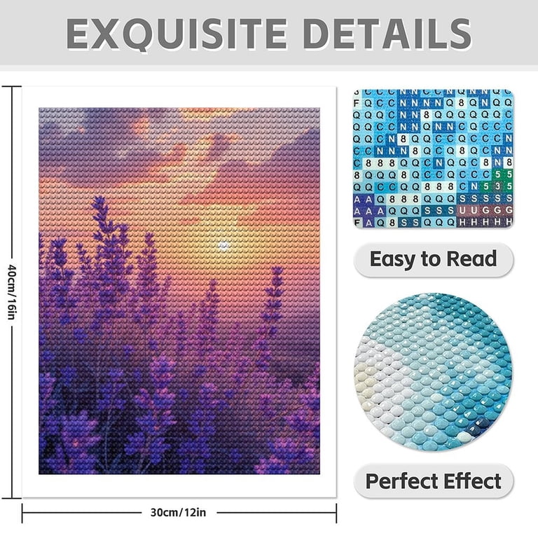 Diamond Art Kit for Adults, Lavender Sunset Serenity Vista Diamond
