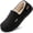 Black, variant on HomeTop Men's Classic Moccasin Slippers, All Season & Winter Warm Coral Fleece Lined Memory Foam Indoor Outdoor House Shoes