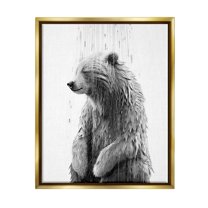 Stupell Industries Bear Water Splash Animals & Insects Painting Gold Floater Framed Canvas Art Print Wall Art, 17 x 21