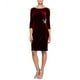 thumbnail image 1 of Vestido de Vaina fruncido lateral de terciopelo Alex Evenings rojo 14P, 1 of 2