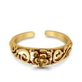 thumbnail image 2 of 5mm Flower Toe Band Ring 925 Sterling Silver Thin Adjustable Stylish Rings For Women, 2 of 5