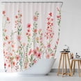 thumbnail image 3 of Pink Floral Shower Curtain Watercolor Flower Plant Shower Curtains with Metal Hooks Rustic Wildflower Leaf Spring Blossom Bathroom Curtain 72×72 Inch Waterproof Fabric Bath Curtain for Bathroom Decor, 3 of 6