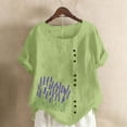 thumbnail image 1 of Jacenvly Hauts pour Femmes Liquidation T-Shirt à Boutons Imprimé à Col Rond à Manches Courtes Décontracté Mode pour le Printemps et l'Été pour Femmes Hauts pour Femmes Soldes, 1 of 5