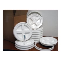 Seal Lid, White, 12 Pack - New! - Boxed! - 5 Gallon Bucket Lids (Fits 3.5, 5, 6, 7 Gal.) Storage Container Lid