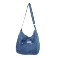 thumbnail image 2 of Bolso de hombro de mezclilla, informal, con correa ajustable para el hombro, ligero, para viaje Azul claro, 2 of 9