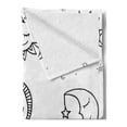 thumbnail image 2 of Sketchy Soft Flannel Fleece Throw Blanket, Hand Drawn Image of Sun Moon Stars Kids Nursery Room Art Print Image, Cozy Plush for Indoor and Outdoor Use, 50" x 60", Black and White, by Ambesonne, 2 of 5