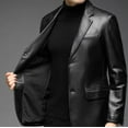 thumbnail image 5 of Leather Sheepskin Office Business Long Coat For Men, Windbreaker Genuine Black Leather Coat, Warm And Soft Coat, Long Sleeves Coat Men, 5 of 5