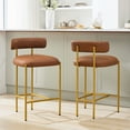 thumbnail image 3 of JURANYAZHU Bar Stools Set of 2 Chairs 26" High,with Back and Footrest,Metal Frame PU Fabric for Kitchen Island Counter, Bistro, Coffee Shop,Brown, 3 of 6