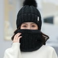 thumbnail image 4 of GDREDA Unisex Winter Knit Warm Hats and Scarf Set - Purpose Ear and Windproof Design for Cold Weather Black,One Size, 4 of 5