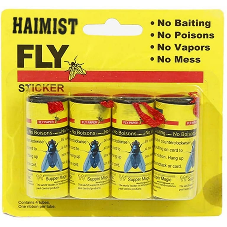 NOGIS 16 Pcs Fly Strips Indoor Sticky Hanging with Pins. Fly Trap