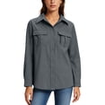 thumbnail image 2 of Gamivast Women's Long Sleeve Shirts upf Sun Protection Quick Dry Lightweight Fishing Shirt with Zipper Pockets for Hiking Safari Outdoor Activewear Tops Dark Gray XL, 2 of 7